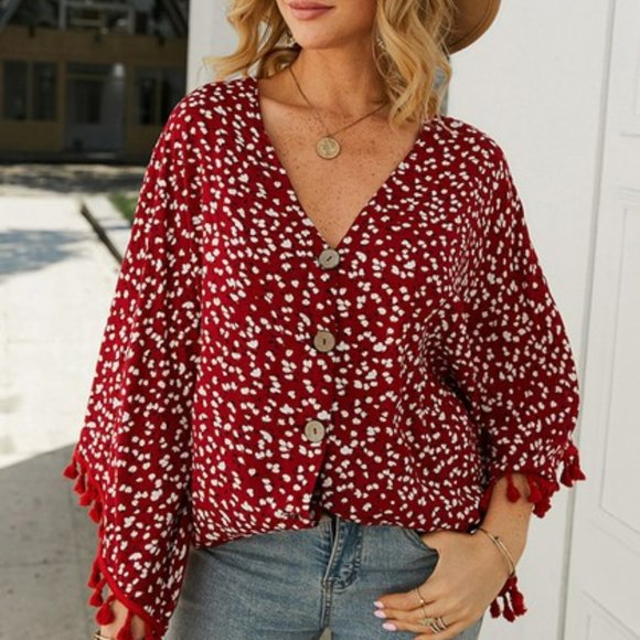 Tops - Red Boho Top